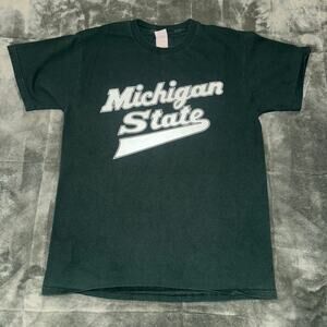 Fruit of the Loom MSU Michigan State Spartans Green T-Shirt Heavy Cotton Large